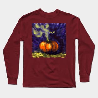 halloween cat pumpkin Long Sleeve T-Shirt